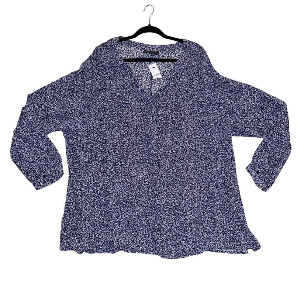 NWT‎ Lane Bryant Women's Navy Floral Print Rayon Blouse Shirt Size 22